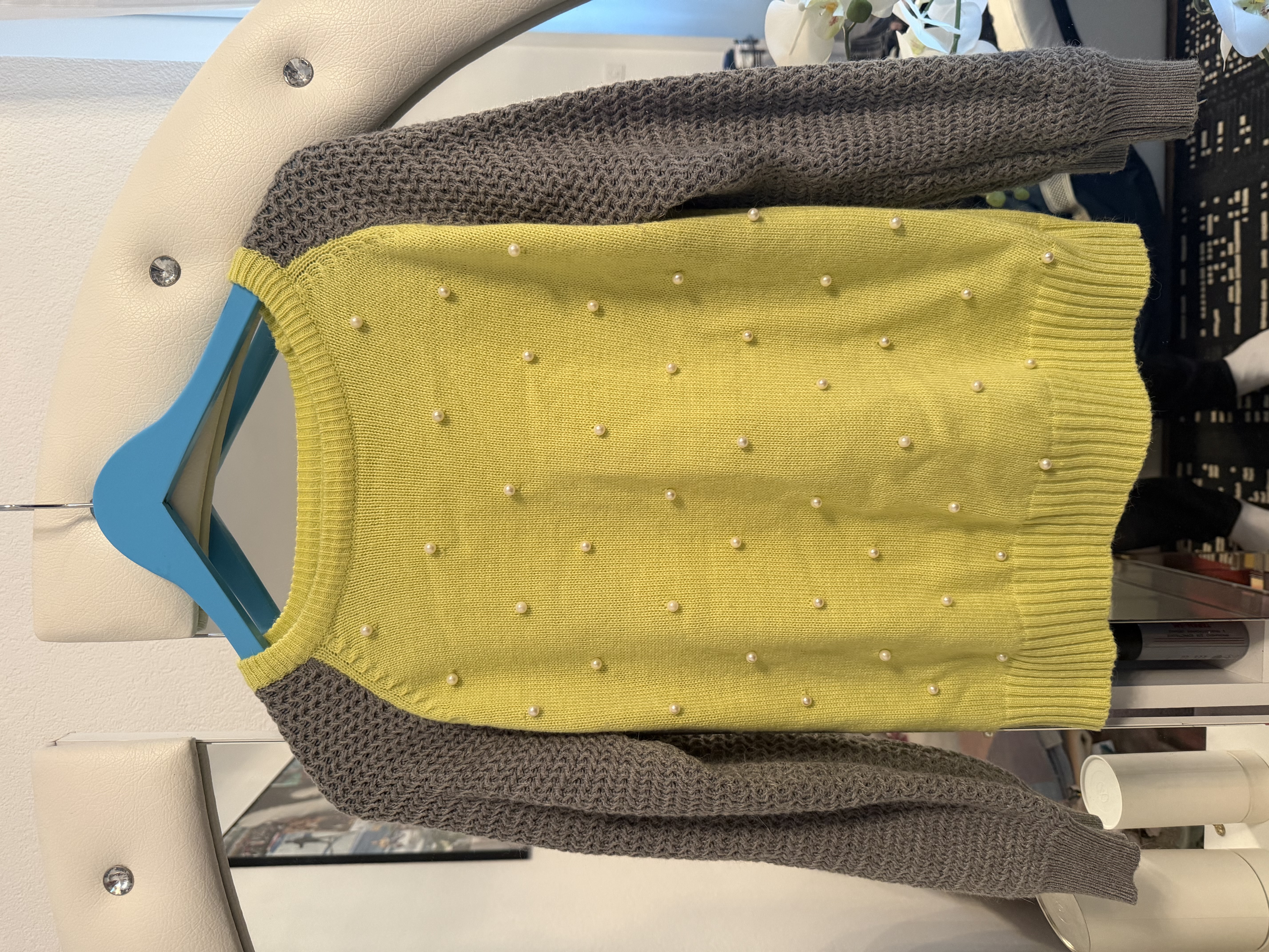 Damen Strickpullover mit Perlenbesatz