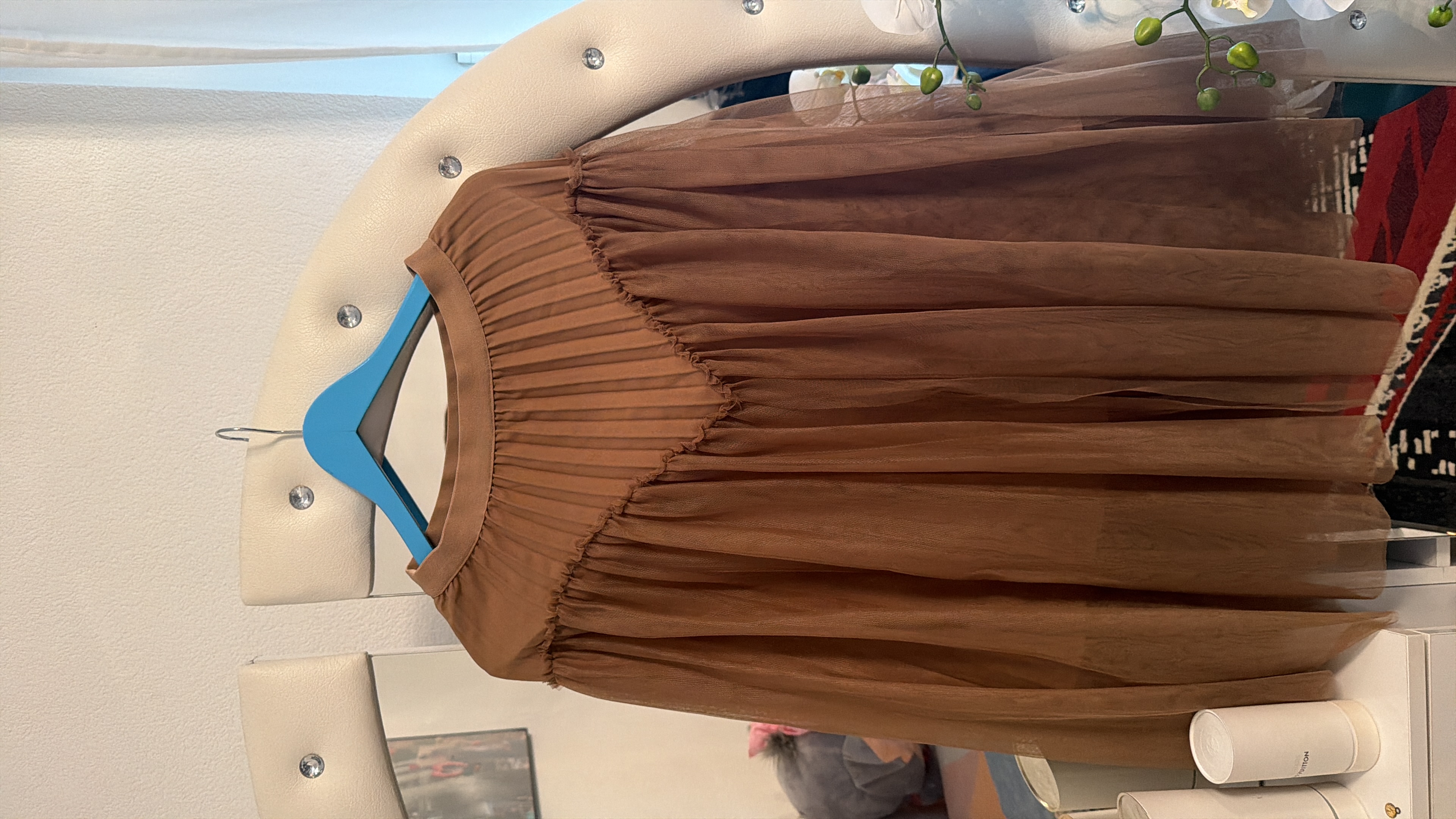 Brauner Tüllrock mit Faltenbund